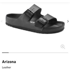 Birkenstock Arizona black on black leather, size 38 narrow fit. New in box.